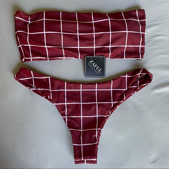 Zaful Other - NWT ZAFUL Plaid Bandeau High Waist Bikini large